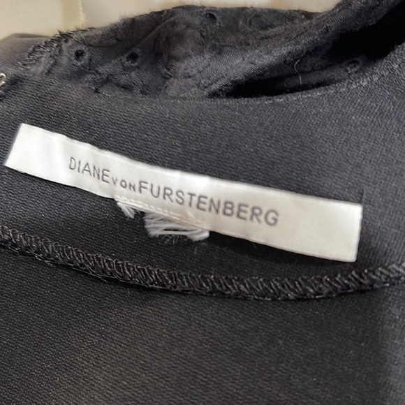 Diane Von Furstenberg Pele Ponte Knit Eyelet Panel Dress Black SZ 8 - Picture 9 of 9